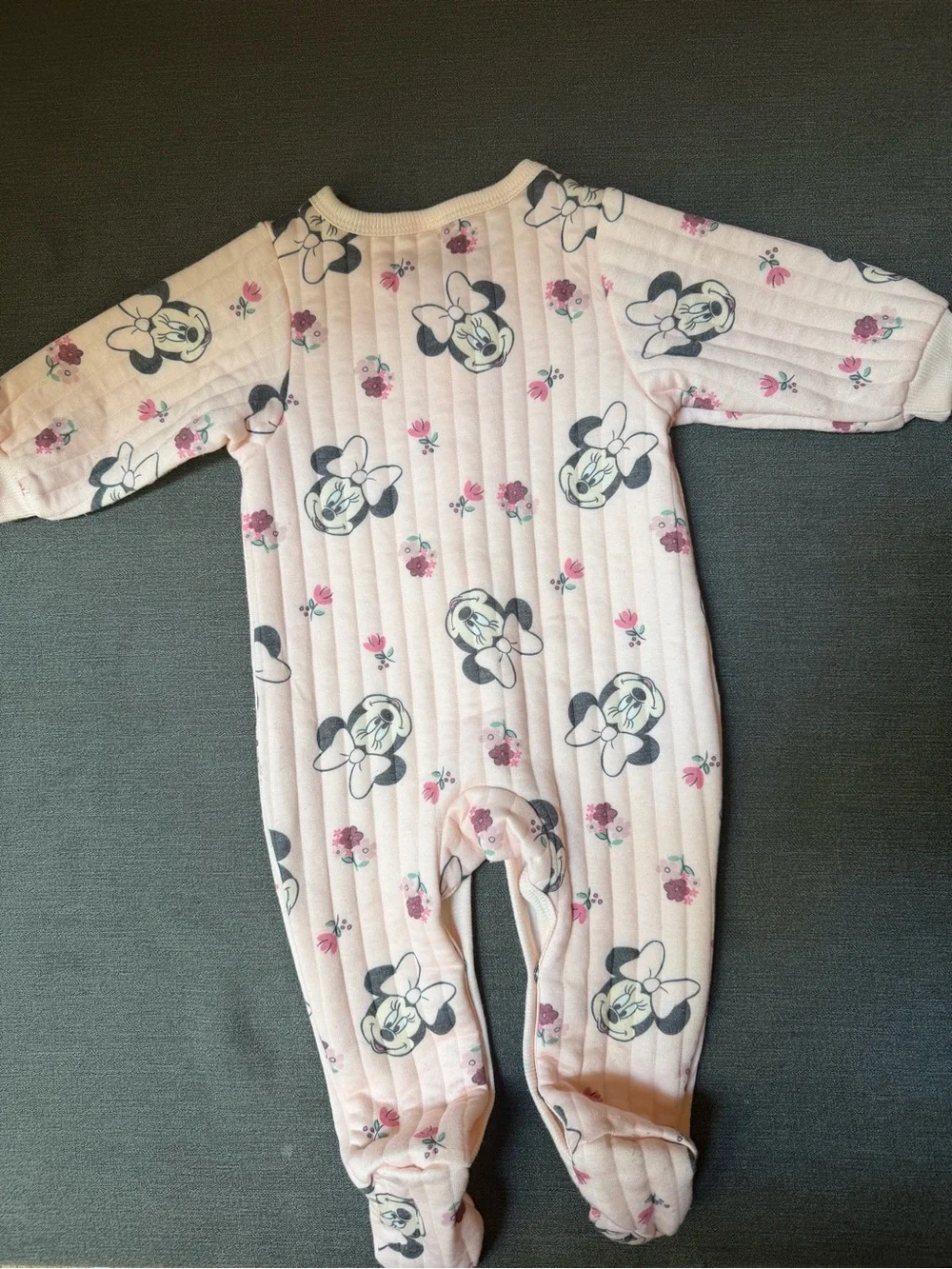 Girls Pink Quilted Minnie Pajamas/One-piece
